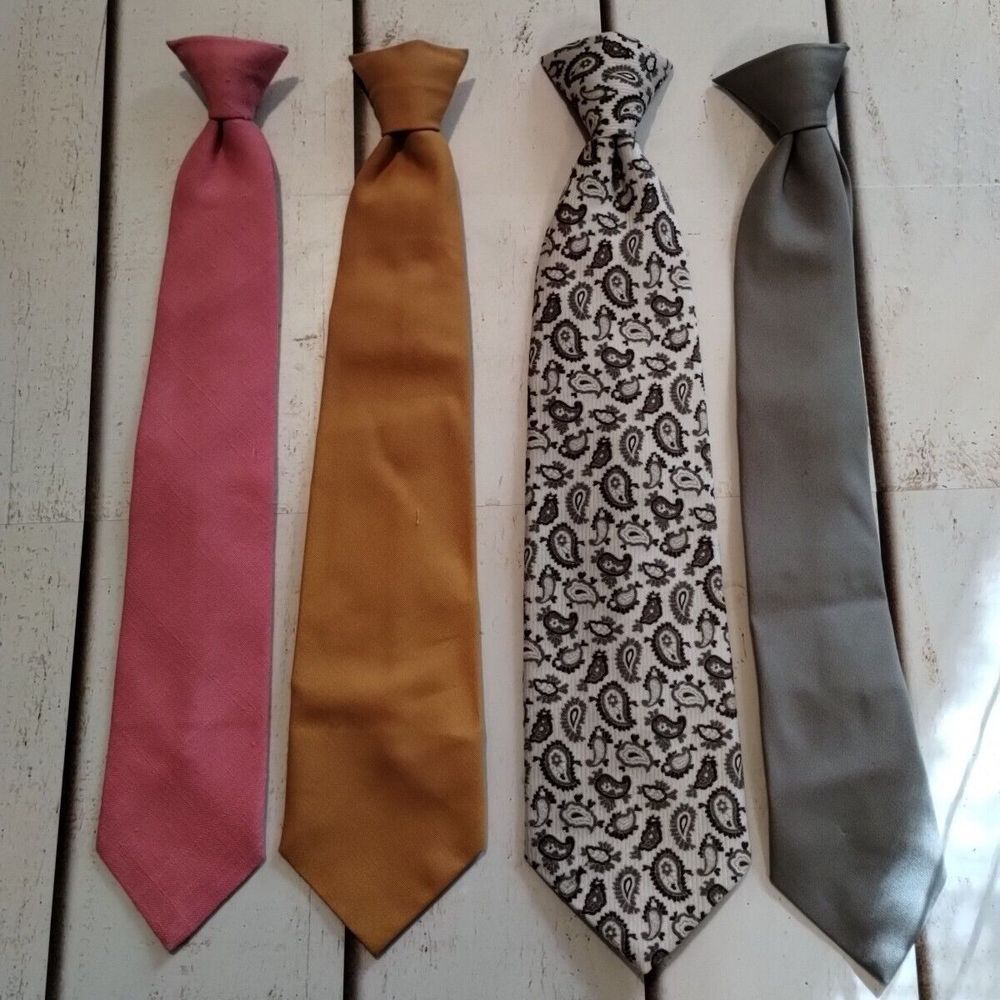 Men's Clip On Necktie Lot Vintage Lot Of 4
